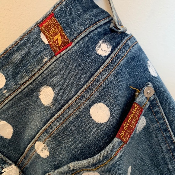 7 For All Mankind Polka Dot Painted Jeans - Picture 3 of 6